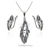 Oxidated silver jewelry - a set