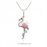 Silver pendant with pink agate - silver FLAMING