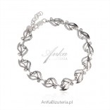 Silver bracelet oxidized with cubic zirconia