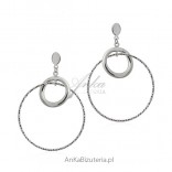 Silver earrings large diamond circles - Italian silver jewelry