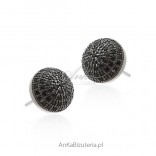 Silver earrings . Silver earrings with black zircon