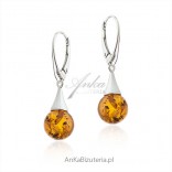 Silver earrings with amber