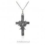 Silver cross with eagle - silver oxidized