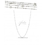 Long silver necklace with white pearls 90 cm