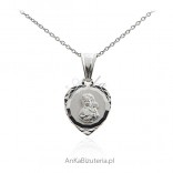 Silver medallion, Our Lady of Czestochowa - in a heart