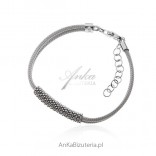 Silver bracelet Calza - with diamond beads