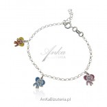 Children's jewelry - silver bracelet with colorful elephants