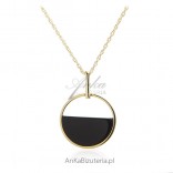24ct gold plated necklace in gold with black onyx