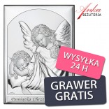 Baptism souvenir - a silver picture with an angel