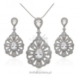 Silver jewelry set silver with cubic zirconia