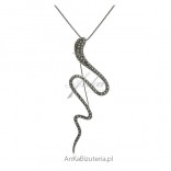 Brooch-silver pendant with marcasites - a snake
