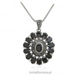 Silver pendant with marcasites in black onyxes