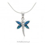 Silver pendant with blue dragonfly dragon