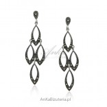 Silver earrings with marcasites - cascades