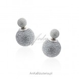 Silver, double sided silver brocade earrings
