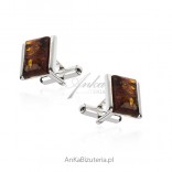 Silver cufflinks - Silver cufflinks with amber - traditional men's jewelry
