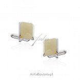 Men's gift jewelry - Silver cufflinks with amber