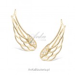 Silver earrings earrings - silver gold plated angel wings
