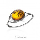 Beautiful silver bracelet with amber - artistic jewelry