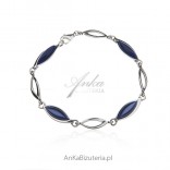 Silver bracelet with navy blue utyyt - Silver jewelery