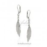 Silver diamond feather earrings - beautiful Italian jewelry