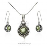 Silver set with olive peridot