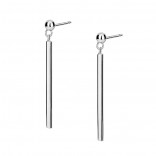 Silver earrings rhodium-plated long chopsticks