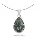 Silver jewelry with natural stones - pendant with green Surphanite