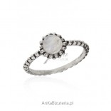 Silver ring with moonstone - beautiful oxidized silver ring