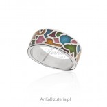 Silver ring with beautiful colored enamel - silver Italian jewelry