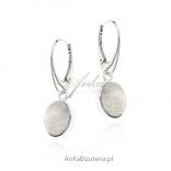 Silver earrings with moonstone on English fastening size L