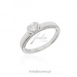 Engagement ring - silver jewelry with cubic zirconia