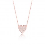 Silver necklace with pink gold - beautiful heart with cubic zirconia