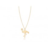 Silver jewelry necklace with gold-plated pelican in pink