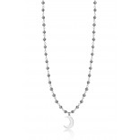 Silver necklace with crystals in gray with the moon
