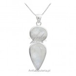 Silver pendant with moonstone. Jewelry for gift with a stone of luck