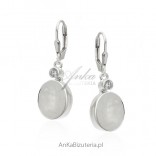 Silver earrings with moonstone and zircon