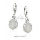 Beautiful silver earrings with moonstone and zircon - large