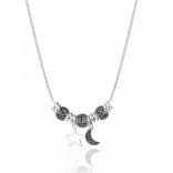 Silver necklace with black zircons - Moon collection