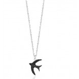 Silver necklace with black swallow Beautiful Italian jewelry