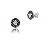 Silver earrings with black and white zircons - stars - Dall Acqua