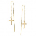 Silver earrings with crosses on chains