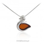 Silver jewelry with amber, beautiful ŁABĘDŹ