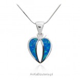 Silver jewelry - Silver heart pendant with blue opal