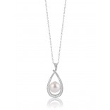 Silver pendant with a pearl and cubic zirconia Silver jewelry Dall Acqua