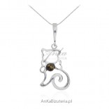 Silver jewelry with amber - KITEK KITKA - pendant with amber