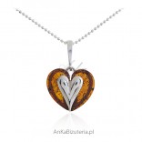 Silver heart with amber - beautiful jewelry with amber - small