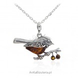 Silver jewelry with amber -SKOWRONEK - silver pendant
