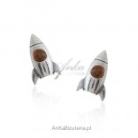 Silver earrings with amber - COSMIC STATE.