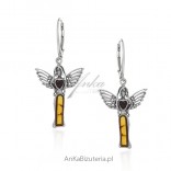Silver earrings - ANIELICE - earrings with amber